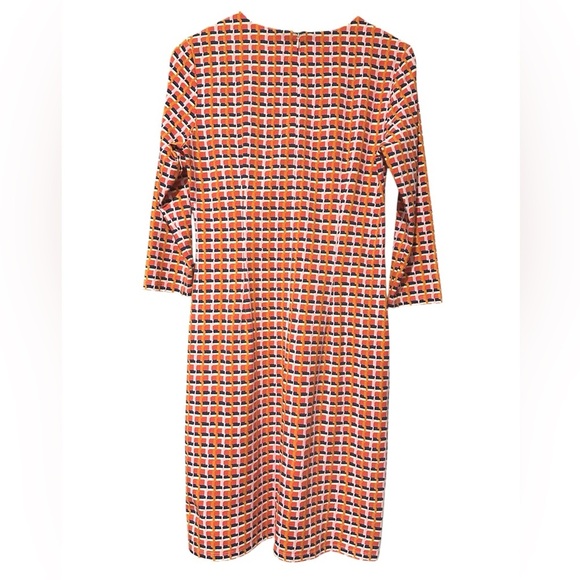 J. McLaughlin Orange Sheath Dress 3/4 Sleeve Crew Neck - Picture 2 of 5